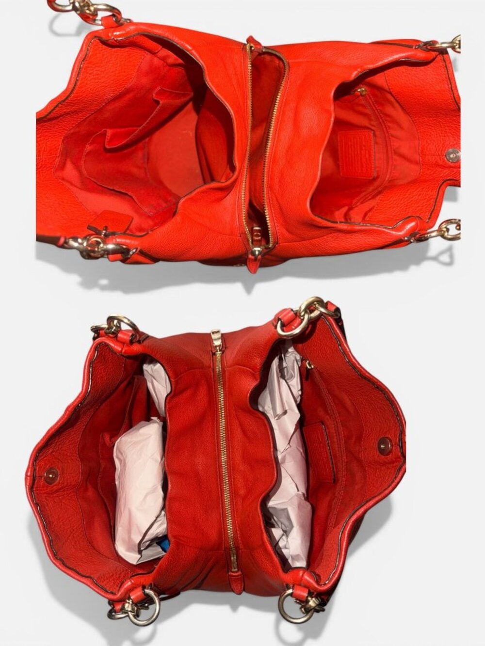 Coach Madison Phoebe Hobo F35723 Carmine Red Pebbled Leather Brass Shoulder Bag - Picture 8 of 10